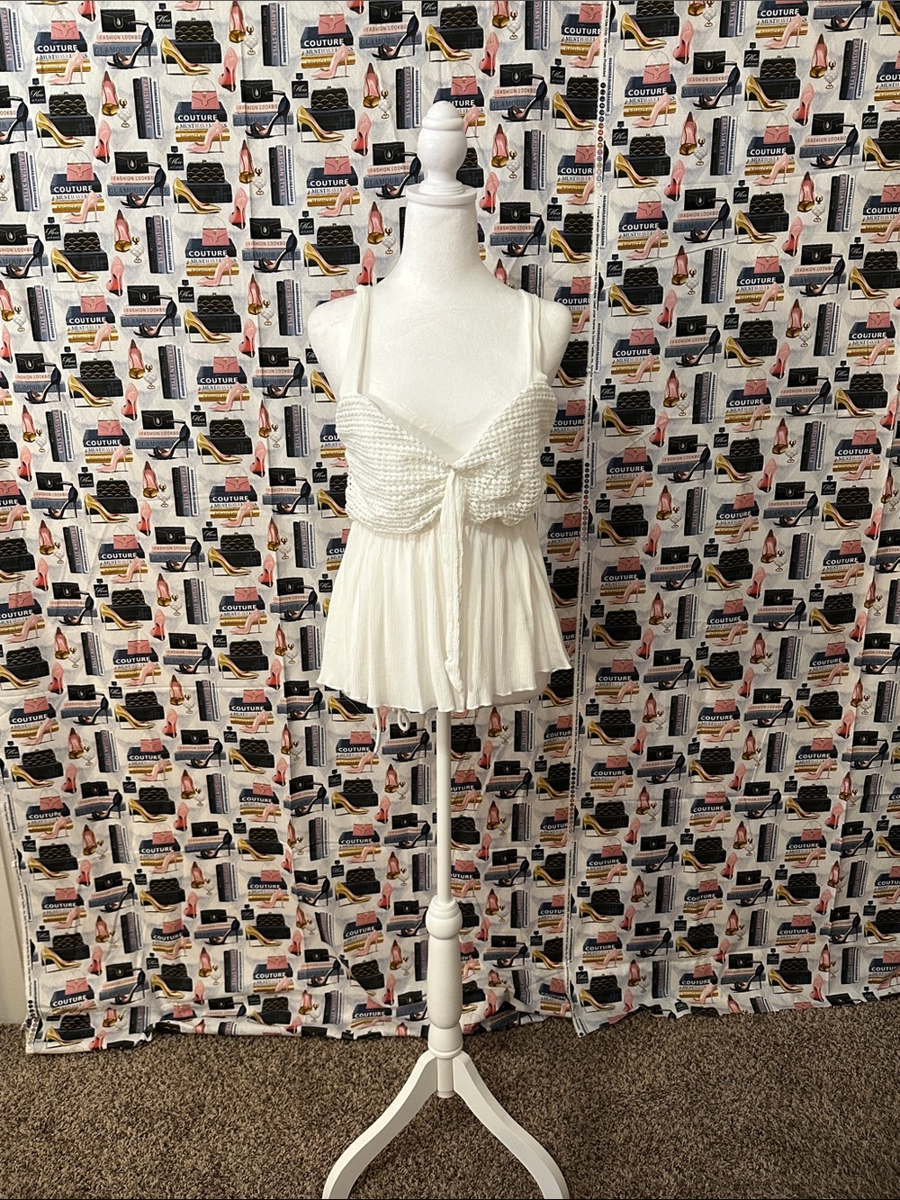 Rue21 White Lace Cami Top with Beaded Detail